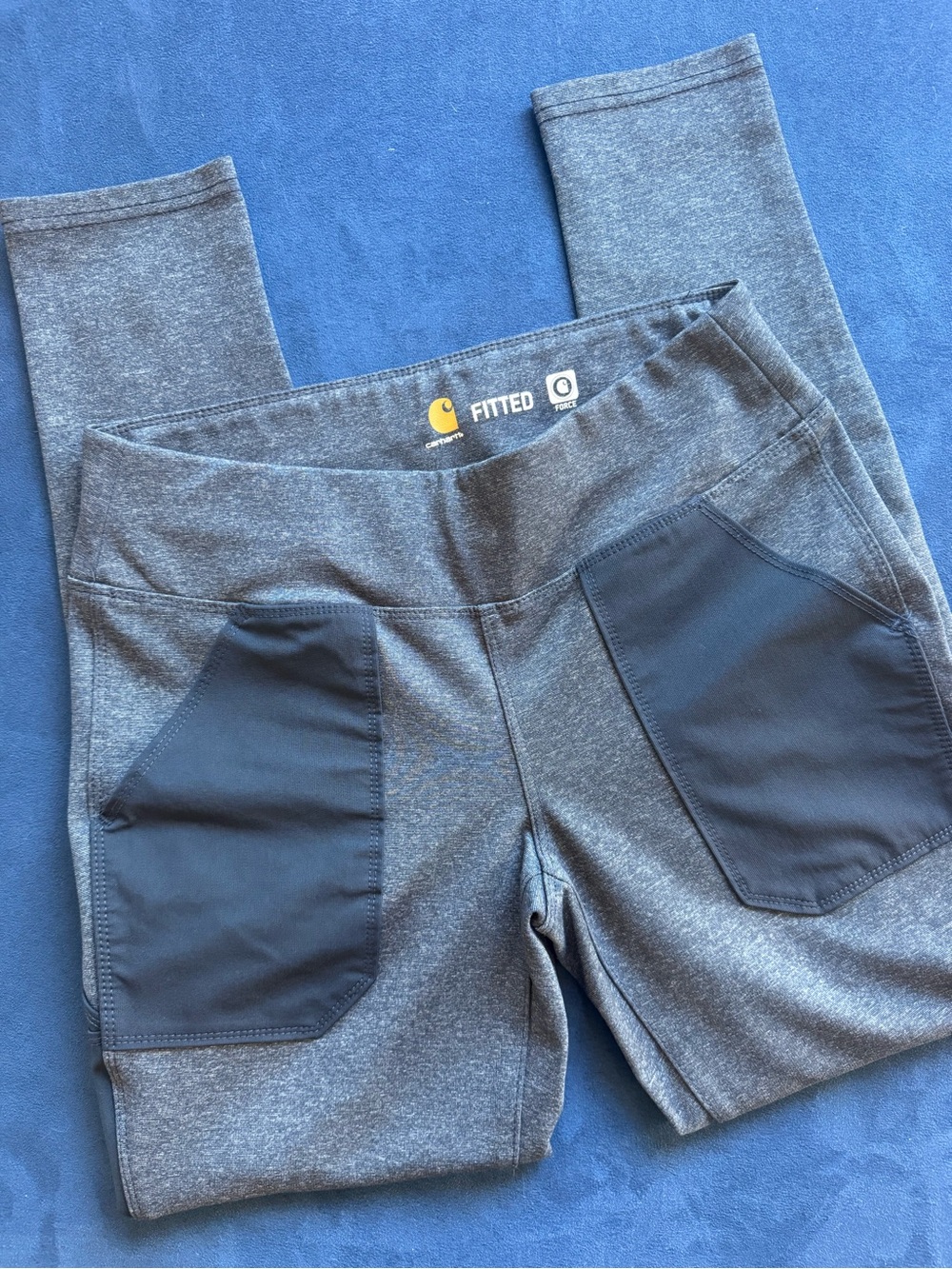 Carhartt Gray Fitted Leggings with Dark Gray Pocket Panels